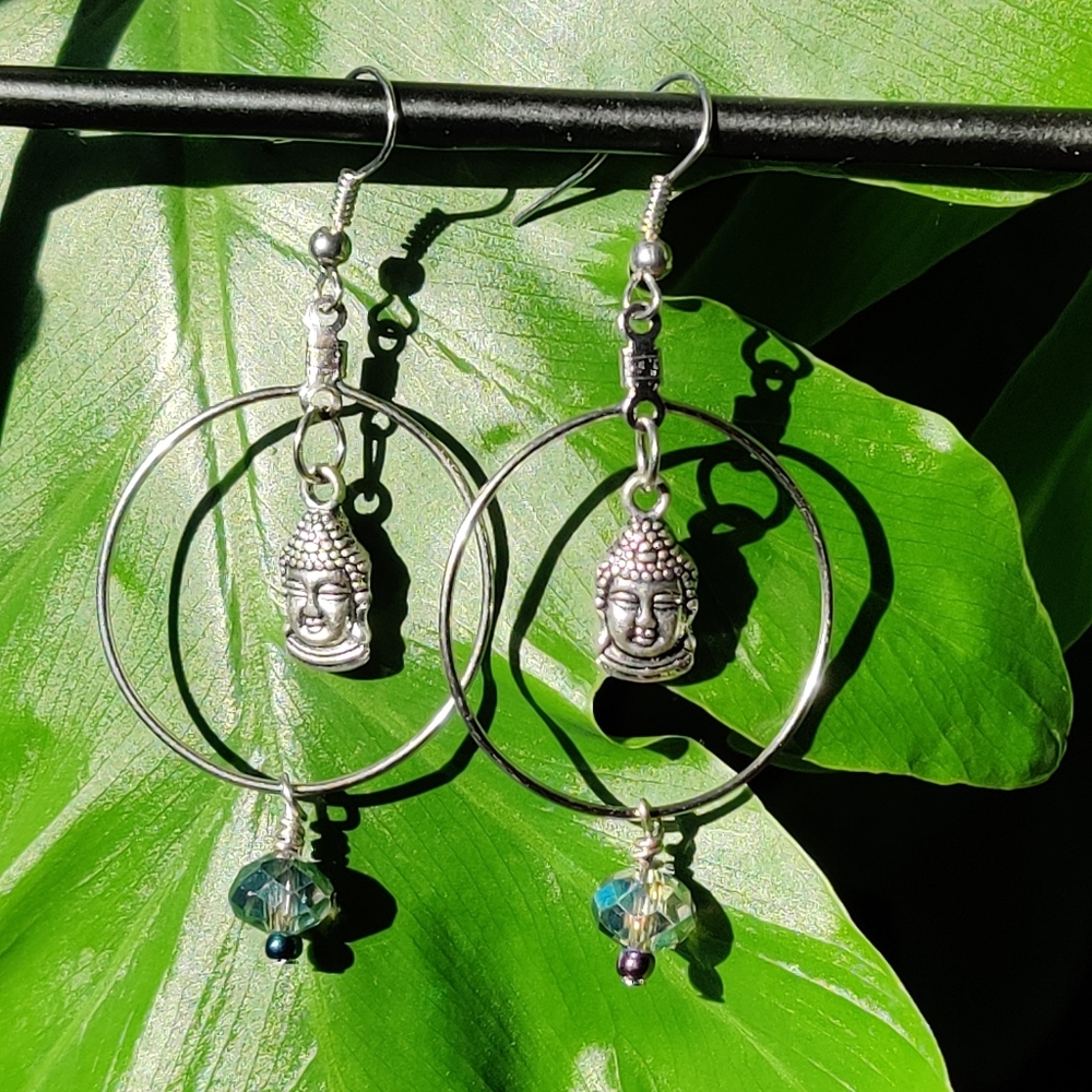 Beautiful Buddha & Sparkly Crystal Earrings ✨